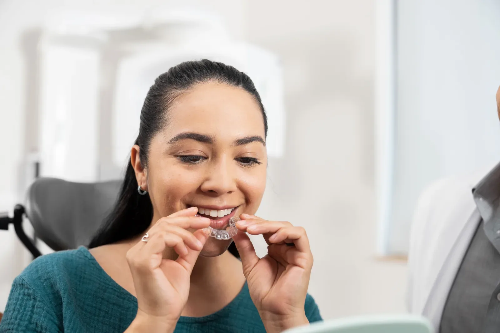 ClearCorrect clear aligner being fitted in Gilbert, AZ